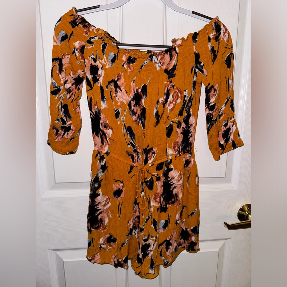Mustard yellow and floral romper